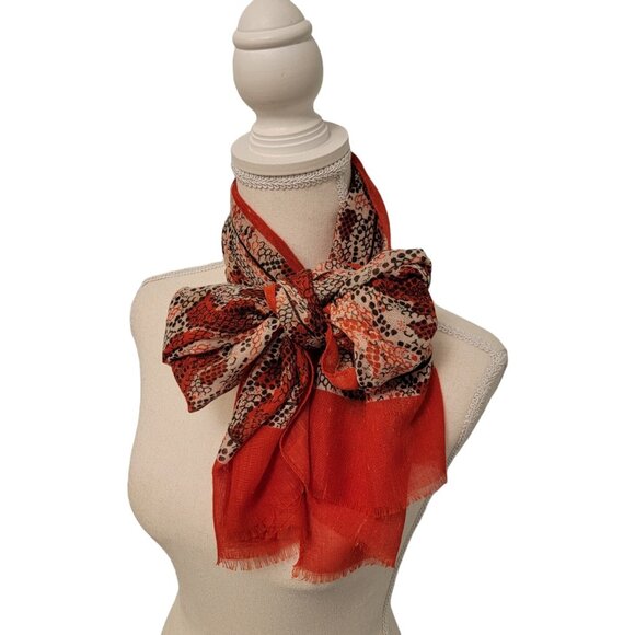 Jeffrey Lawrence For Lawrence Bentley  Scarf Rectangle Scarf Red Snakeskin Print - Picture 1 of 5